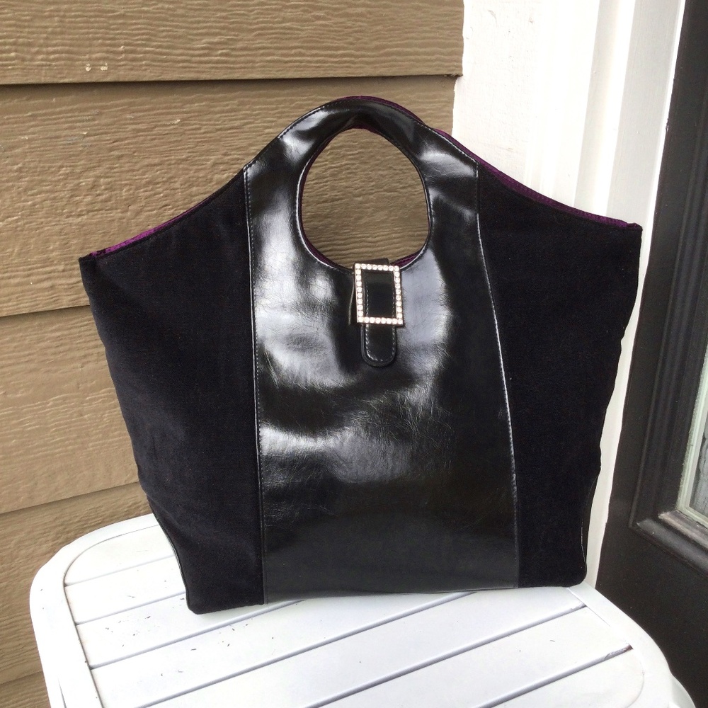 Victoria Secret handbag body material 100% cotton, purple satin in inside